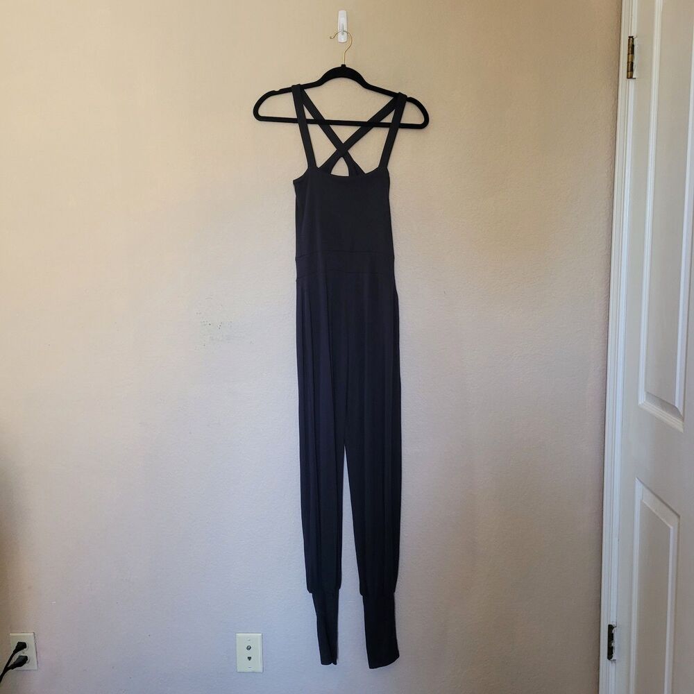 Aria Lattner Aria Jumpsuit Womens Small Black Bamboo Jersey Harem Lounge USA